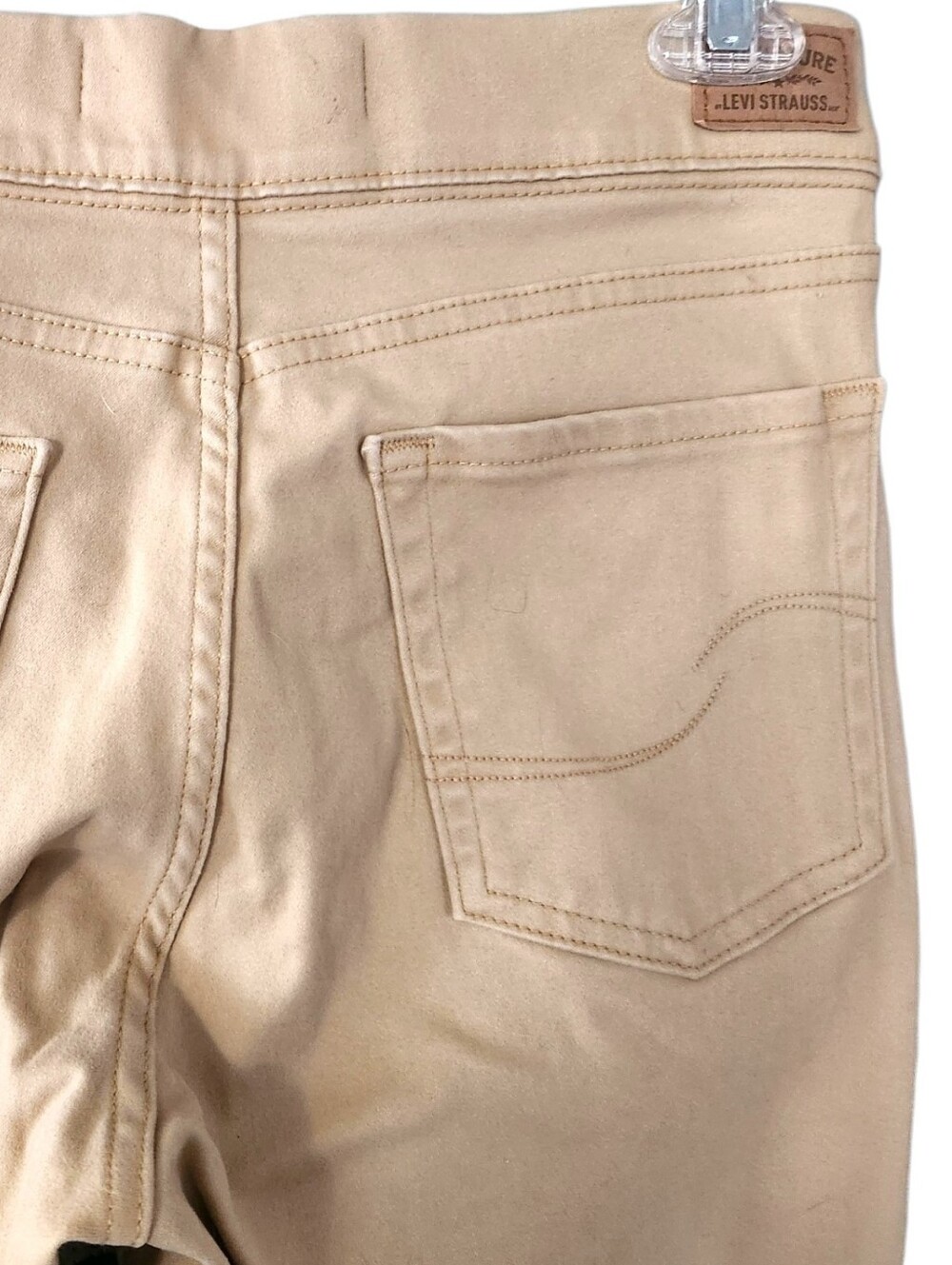 Levi Strauss Signature Pull-on Skinny Stretch Pants Cream Pockets Faux Zip Sz 12 - Picture 11 of 16